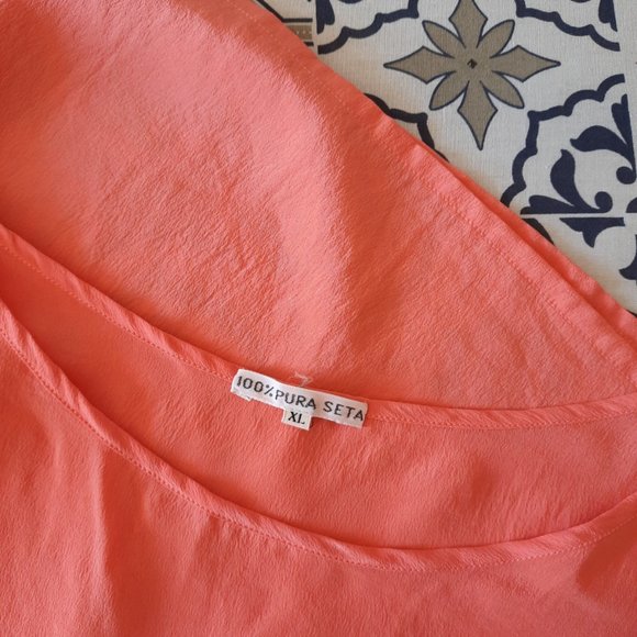 100% Pure Silk Coral Camisole, Italian Vintage - Picture 6 of 8